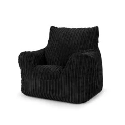 Corduroy Kids Armchair Bean Bag -Bean Bag Chairs Store corduroy kids armchair bean bag black 1