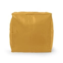 Faux Leather Cube Bean Bag -Bean Bag Chairs Store cube bean bags faux leather sunflower yellow 1
