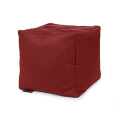 Real Leather Cube Bean Bag -Bean Bag Chairs Store cube bean bags real leather red 1