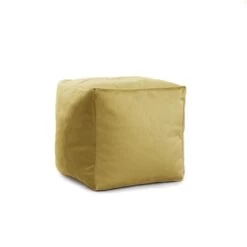 Designer Velvet Cube Bean Bag -Bean Bag Chairs Store cube velvet mustard 3