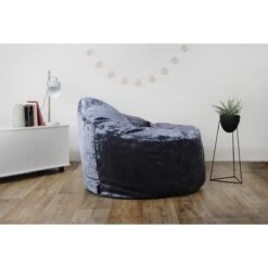 Designer Crushed Velvet Bean Bag Chair -Bean Bag Chairs Store designer crushed velvet bean bag chair purple side