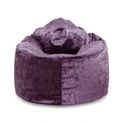 Designer Crushed Velvet Bean Bag Chair -Bean Bag Chairs Store designer crushed velvet bean bag chair purple 1