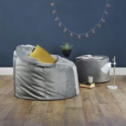 Designer Velvet Chair Bean Bag -Bean Bag Chairs Store designer velvet chair bean bag blue wall