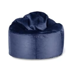 Designer Velvet Chair Bean Bag -Bean Bag Chairs Store designer velvet chair bean bag midnight blue 1