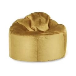 Designer Velvet Chair Bean Bag -Bean Bag Chairs Store designer velvet chair bean bag mustard 1