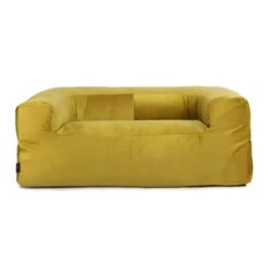 Designer Velvet Couch Bean Bag -Bean Bag Chairs Store designer velvet couch bean bag mustard 1