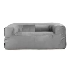 Designer Velvet Couch Bean Bag -Bean Bag Chairs Store designer velvet couch bean bag platinum grey 1
