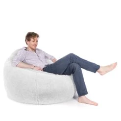 Faux Fur Bean Bag Chair - Replacement Cover -Bean Bag Chairs Store faux fur bean bag chair arctic fox cream long pile 4 1
