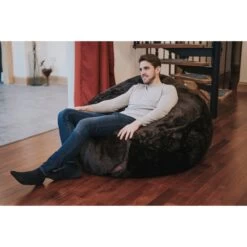 Faux Fur Bean Bag Chair - Replacement Cover -Bean Bag Chairs Store faux fur bean bag chair brown bear brown long pile 1