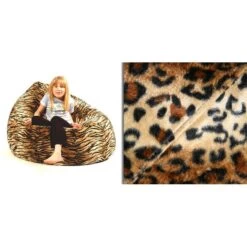 Faux Fur Bean Bag Chair - Replacement Cover -Bean Bag Chairs Store faux fur bean bag chair leopard 3 1