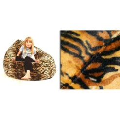 Faux Fur Bean Bag Chair - Replacement Cover -Bean Bag Chairs Store faux fur bean bag chair tiger 1 1