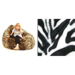 Faux Fur Bean Bag Chair - Replacement Cover -Bean Bag Chairs Store faux fur bean bag chair zebra 2 1