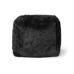 Faux Fur Cube Bean Bag -Bean Bag Chairs Store faux fur cube bean bag panther 1 2