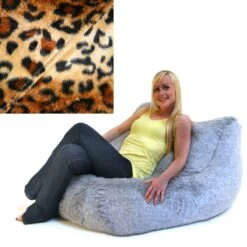 Faux Fur LayZ Bean Bag - Replacement Cover -Bean Bag Chairs Store faux fur layz bean bag leopard 1 1