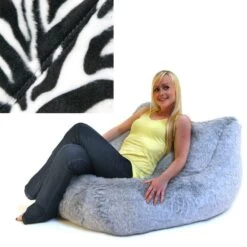 Faux Fur LayZ Bean Bag - Replacement Cover -Bean Bag Chairs Store faux fur layz bean bag zebra 1 1