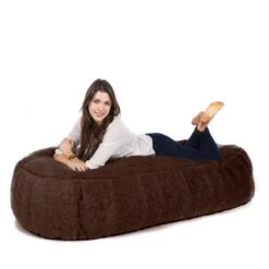 Faux Fur Lounger Bean Bag -Bean Bag Chairs Store faux fur lounger bean bag bear brown long pile 1