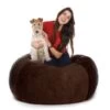 Faux Fur Retro Classic Bean Bag - Replacement Cover -Bean Bag Chairs Store faux fur retro classic bean bag bear brown long pile 1 1