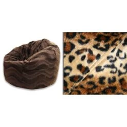 Faux Fur Retro Classic Bean Bag - Replacement Cover -Bean Bag Chairs Store faux fur retro classic bean bag leopard 1 1