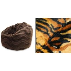 Faux Fur Retro Classic Bean Bag - Replacement Cover -Bean Bag Chairs Store faux fur retro classic bean bag tiger 1 1