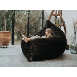 Faux Fur Slab Bean Bag - Replacement Cover 17 Faux Fur Slab Bean Bag - Replacement Cover -Bean Bag Chairs Store faux fur slab bean bag woman on side 1