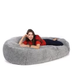 Faux Fur Sofa Bed Bean Bag - Replacement Cover -Bean Bag Chairs Store faux fur sofa bed bean bag kangaroo grey long pile 1 1