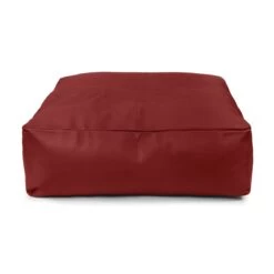 Real Leather Square Bean Bag - Replacement Cover -Bean Bag Chairs Store faux leather bean bag square red 3 1