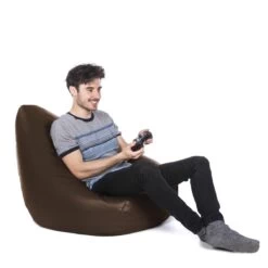 Faux Leather Hi-Back Gamer Bean Bag -Bean Bag Chairs Store faux leather hi back gamer bean bag chocolate brown 1