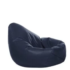 Faux Leather Hi-Back Gamer Bean Bag -Bean Bag Chairs Store faux leather hi back gamer bean bag navy blue 1