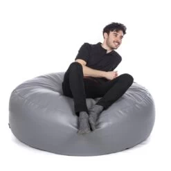 Faux Leather Ingot Bean Bag -Bean Bag Chairs Store faux leather ingot bean bag grey 1