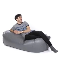Faux Leather Lounger Bean Bag -Bean Bag Chairs Store faux leather lounger bean bag grey 1