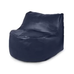 Faux Leather Seat Bean Bag - Replacement Cover -Bean Bag Chairs Store faux leather seat bean bag navy blue 1 1