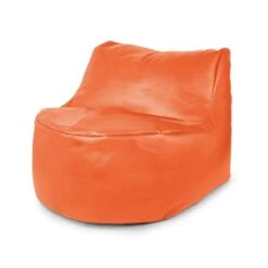 Faux Leather Seat Bean Bag - Replacement Cover -Bean Bag Chairs Store faux leather seat bean bag orange 1 1