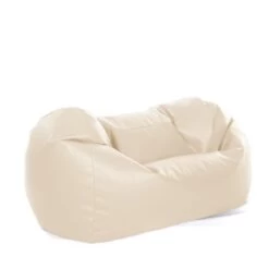 Faux Leather Settee Bean Bag - Replacement Cover -Bean Bag Chairs Store faux leather settee bean bag cream 2 1