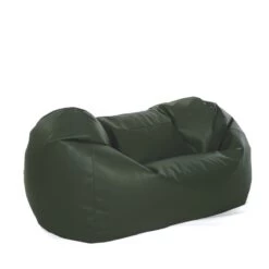 Faux Leather Settee Bean Bag - Replacement Cover -Bean Bag Chairs Store faux leather settee bean bag green 2 1
