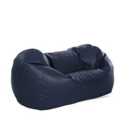 Faux Leather Settee Bean Bag - Replacement Cover -Bean Bag Chairs Store faux leather settee bean bag navy blue 2 1