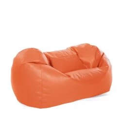 Faux Leather Settee Bean Bag -Bean Bag Chairs Store faux leather settee bean bag orange 2