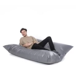 Faux Leather Slab Bean Bag -Bean Bag Chairs Store faux leather slab bean bag grey 1