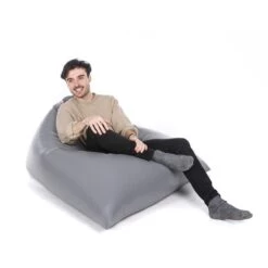 Faux Leather Tri-Gamer Bean Bag - Replacement Cover -Bean Bag Chairs Store faux leather tri gamer bean bag grey 1 1