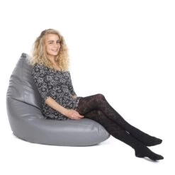 Bean Bag Chairs Store -Bean Bag Chairs Store faux leather wedgie bean bag grey 1 1