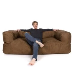 Faux Suede Couch Bean Bag - Replacement Cover -Bean Bag Chairs Store faux suede couch bean bag mocha 1 1
