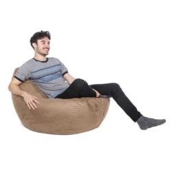 Faux Suede Hi-Back Gamer Bean Bag - Replacement Cover -Bean Bag Chairs Store faux suede hi back gamer bean bag caramel 1 1