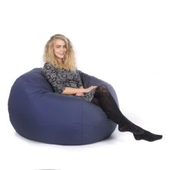 Indoor/Outdoor Retro Classic Bean Bag - Replacement Cover -Bean Bag Chairs Store indoor outdoor retro classic bean bag navy blue 1 1