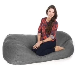 Luxury Chenille Settee Bean Bag -Bean Bag Chairs Store luxury chenille settee bean bag charcoal 1