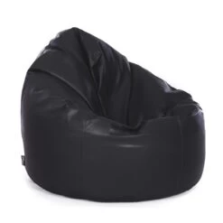 Real Leather Bean Bag Chair - Replacement Cover -Bean Bag Chairs Store real leather bean bag chair black 1 1