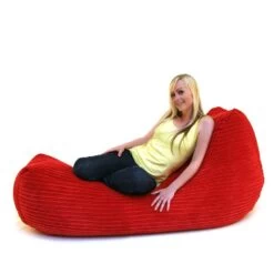 Corduroy Recliner Bean Bag - Replacement Cover -Bean Bag Chairs Store recliner beanbags cord red 1