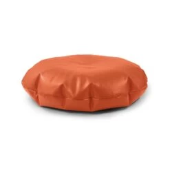 Faux Leather Cushion Bean Bag - Round -Bean Bag Chairs Store round cushion bean bag faux leather orange 2