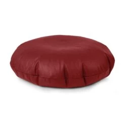 Real Leather Cushion Bean Bag - Round -Bean Bag Chairs Store round cushion bean bag real leather red 1