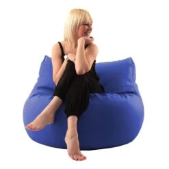 Faux Leather Seat Bean Bag - Replacement Cover -Bean Bag Chairs Store seat bean bag faux leather royal blue 1