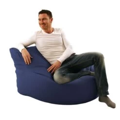 Faux Leather Seat Bean Bag - Replacement Cover -Bean Bag Chairs Store seat bean bags leatherette navy blue 1