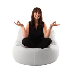 Faux Leather Seat Bean Bag - Replacement Cover -Bean Bag Chairs Store seat beanbag faux leather white 1